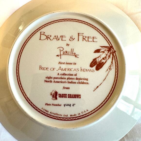 Brave & Free Collectors Plate by Perillo Pride of America Indians Brave Shadow - Picture 6 of 8